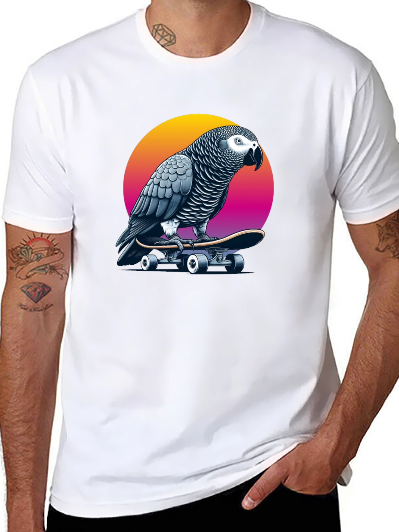 Parrot Skateboard T-Shirt - Unique Graphic Tee