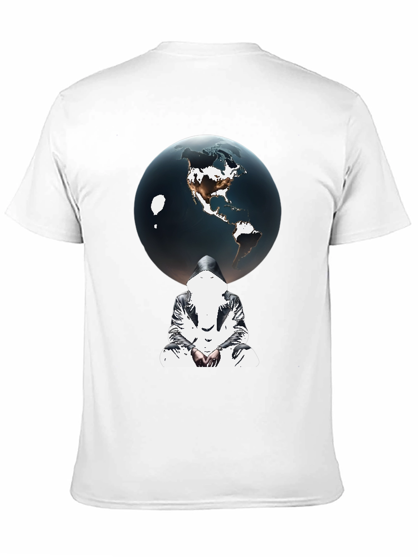 Earth Globe Graphic Print Black T-Shirt