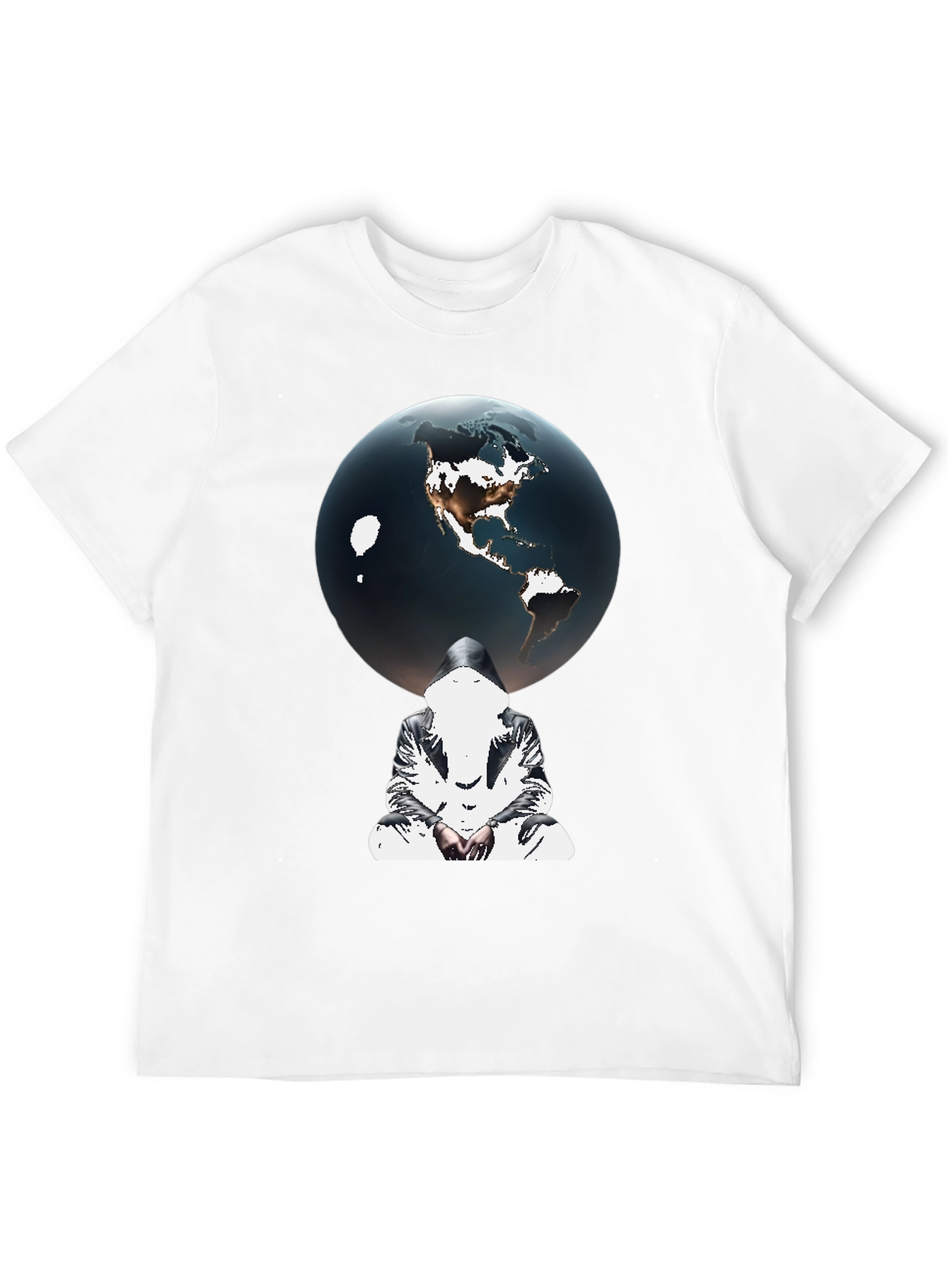 Earth Globe Graphic Print Black T-Shirt