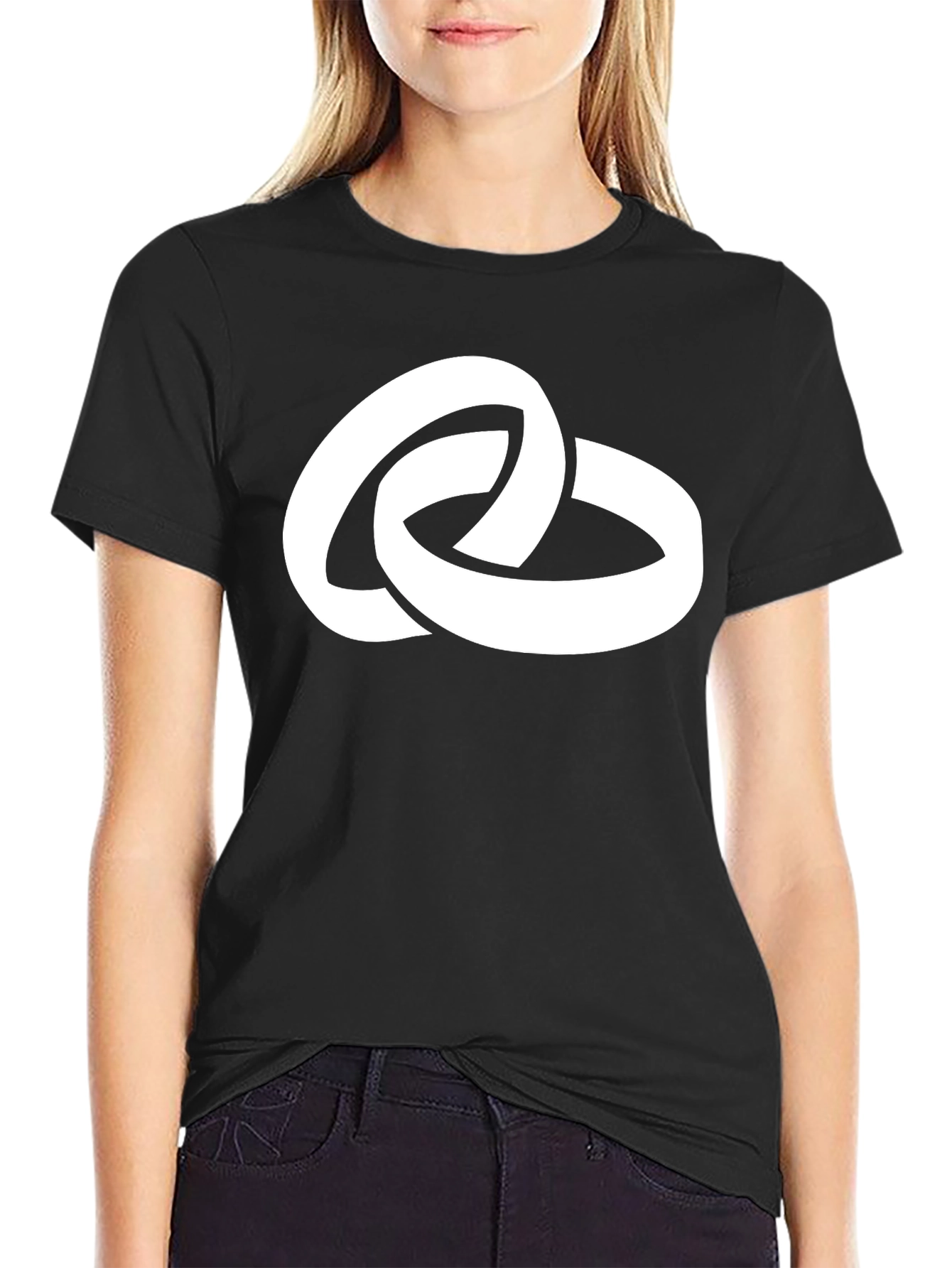 Linked Rings Graphic Tee - Stylish Black Cotton T-Shirt
