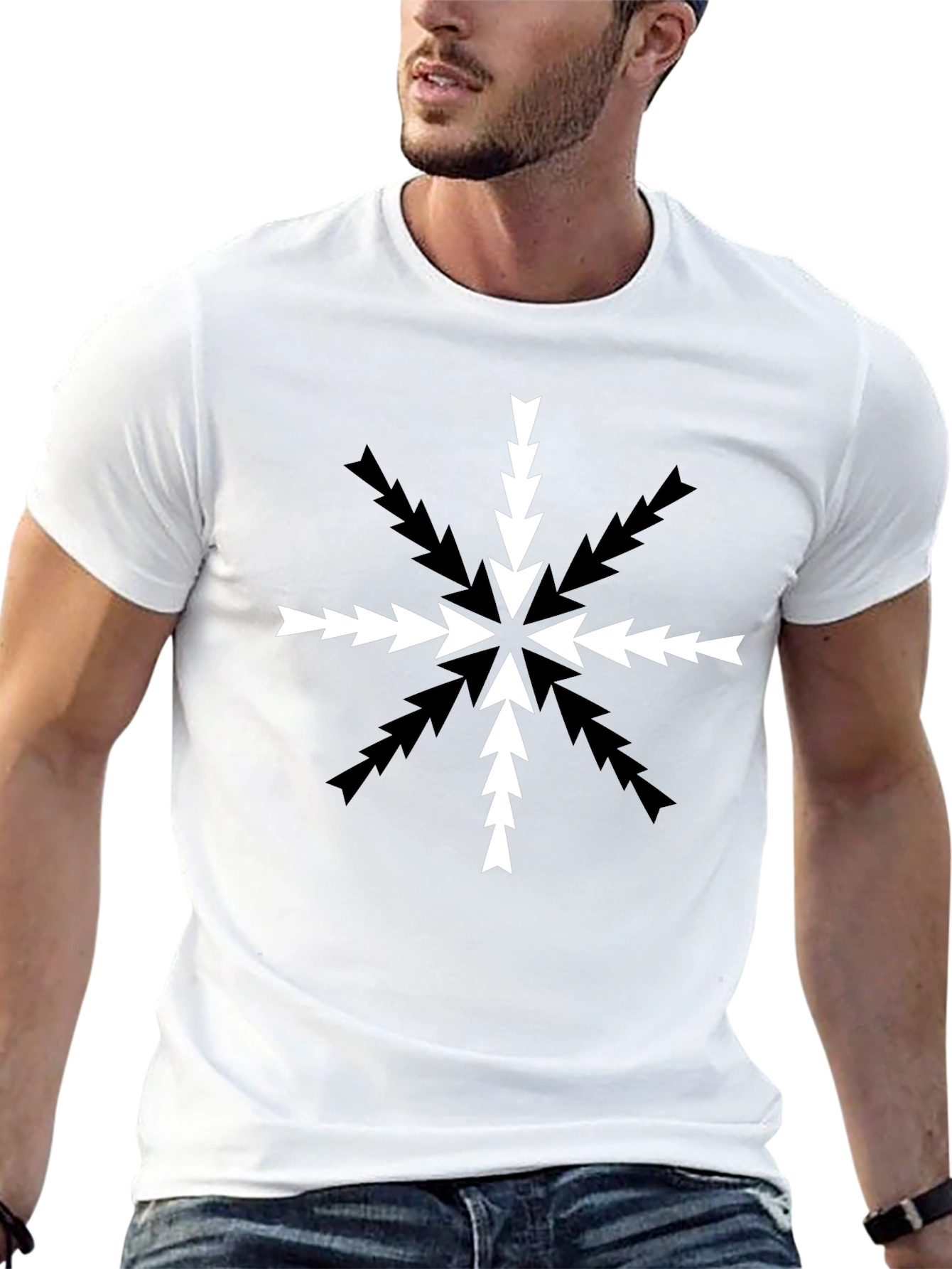 Arrow Snowflake Graphic Tee - Black Cotton Blend