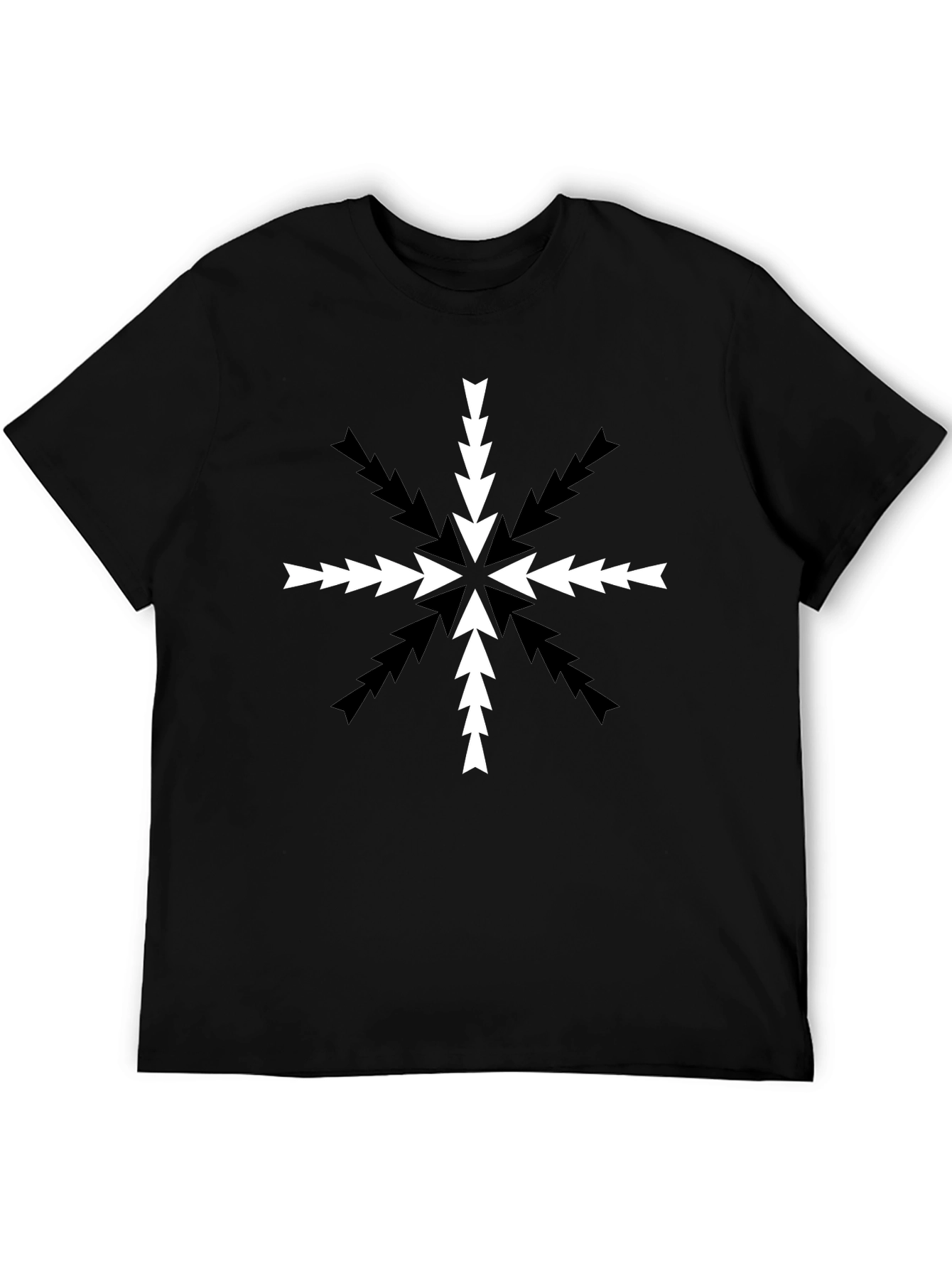 Arrow Snowflake Graphic Tee - Black Cotton Blend