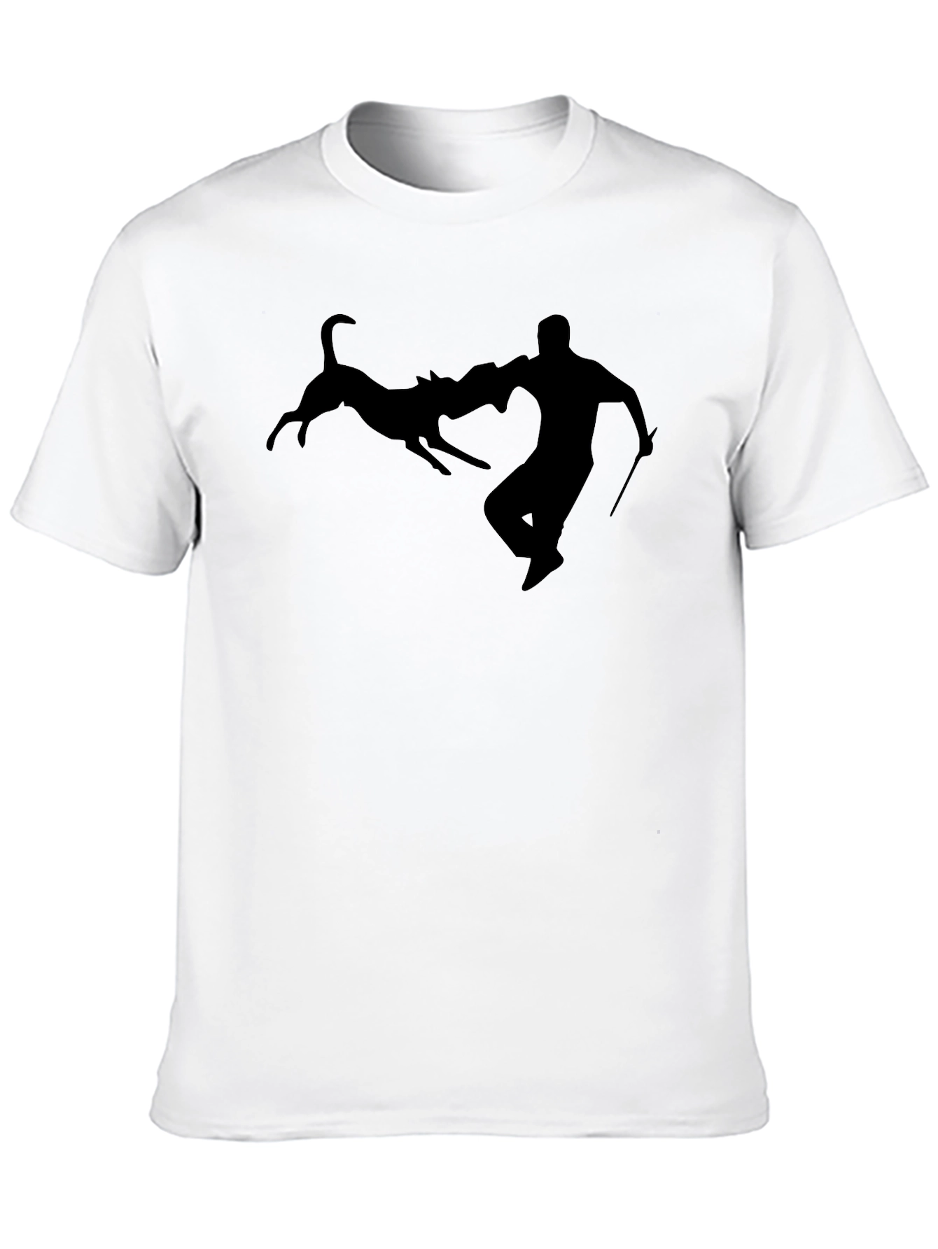 Dog Attack Silhouette Black T-Shirt