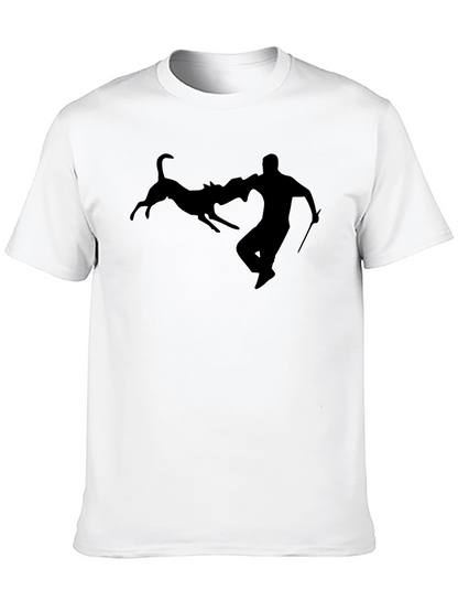 Dog Attack Silhouette Black T-Shirt