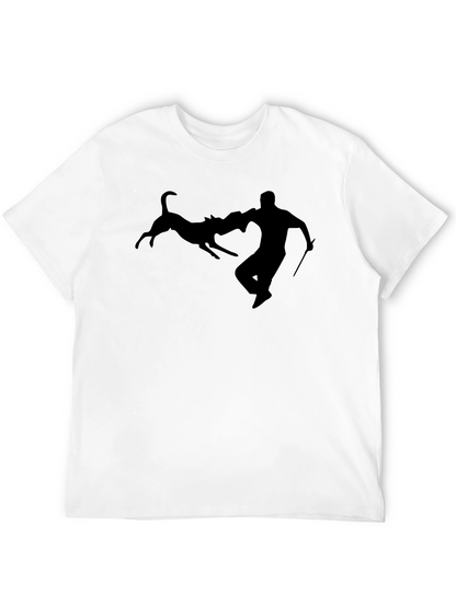 Dog Attack Silhouette Black T-Shirt