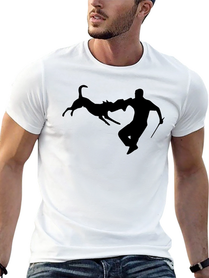 Dog Attack Silhouette Black T-Shirt
