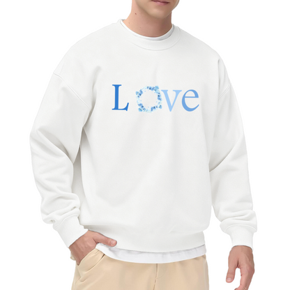 Love Wreath Letter Sweatshirt - Floral Ring Typography Crewneck, Botanical Word Art Pullover, Romantic Love Gift Sweatshirt, Winter Bloom Top