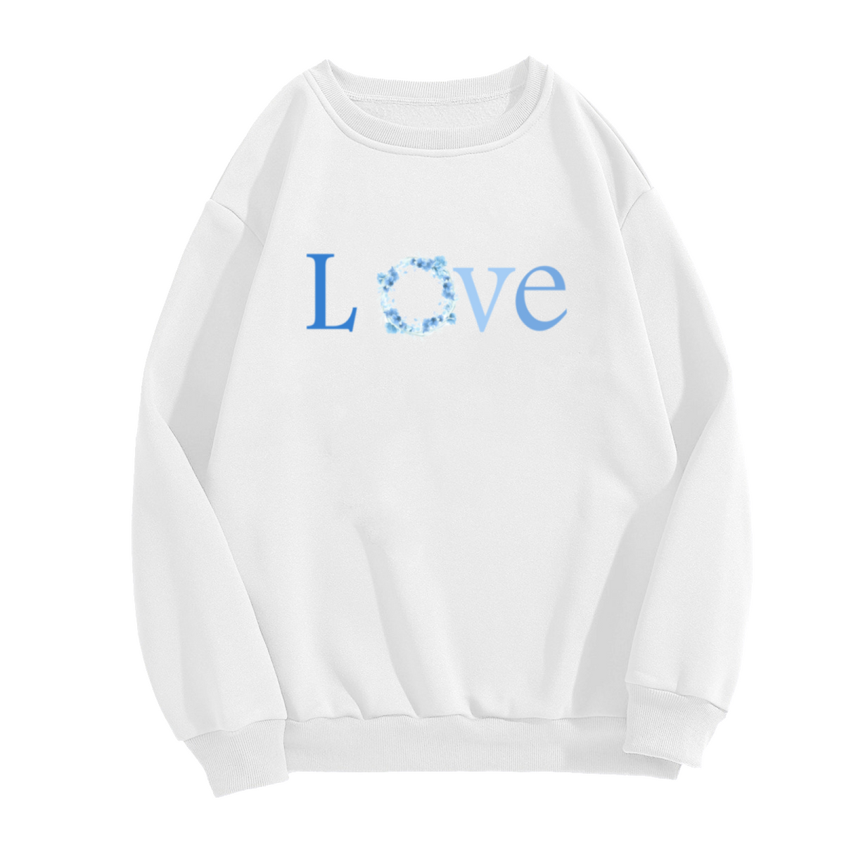 Love Wreath Letter Sweatshirt - Floral Ring Typography Crewneck, Botanical Word Art Pullover, Romantic Love Gift Sweatshirt, Winter Bloom Top