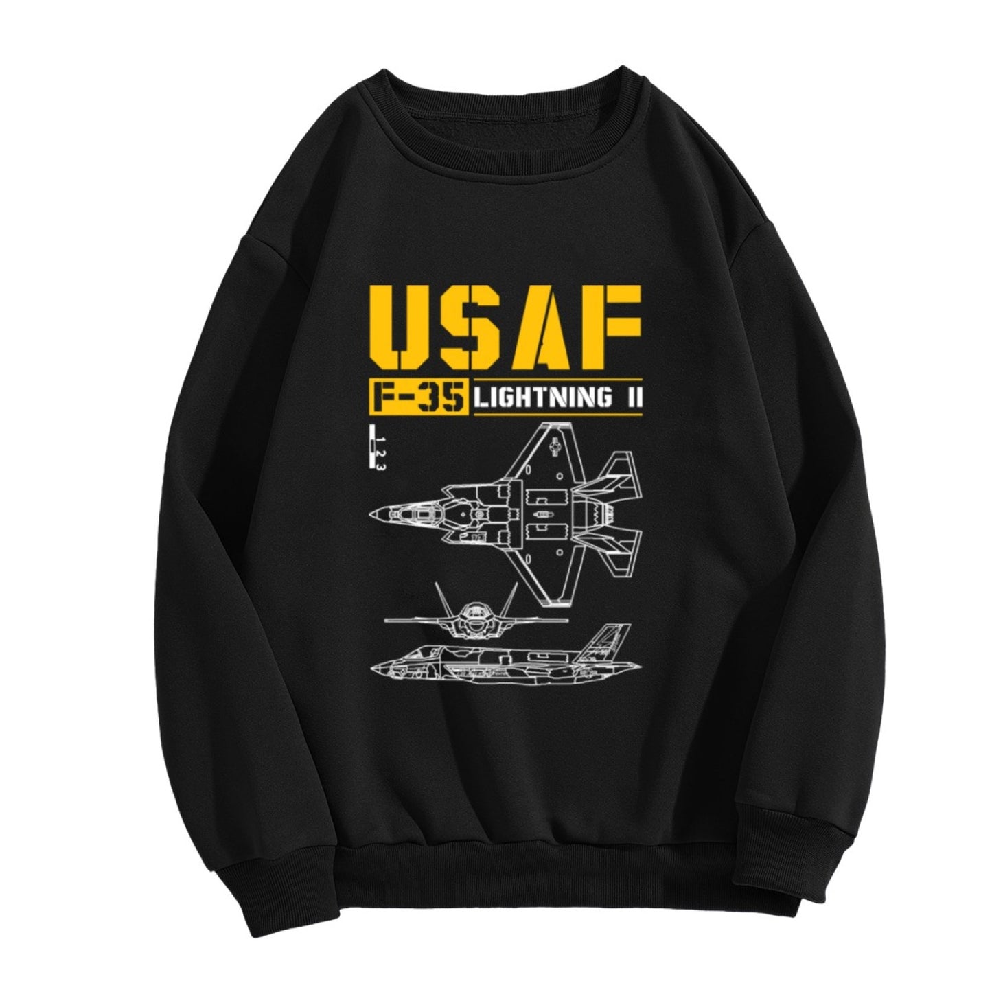 Military Aircraft F-35 USAF Blueprint Crewneck
