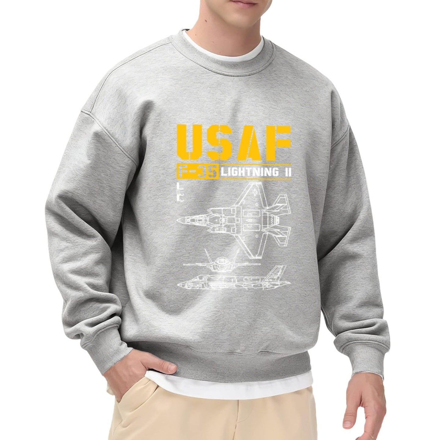 Military Aircraft F-35 USAF Blueprint Crewneck