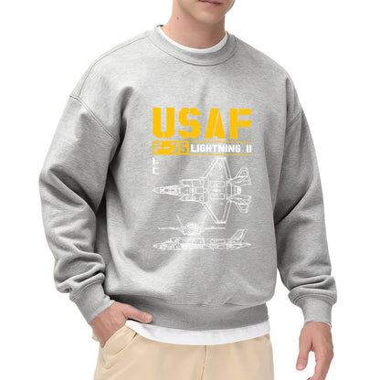 Military Aircraft F-35 USAF Blueprint Crewneck