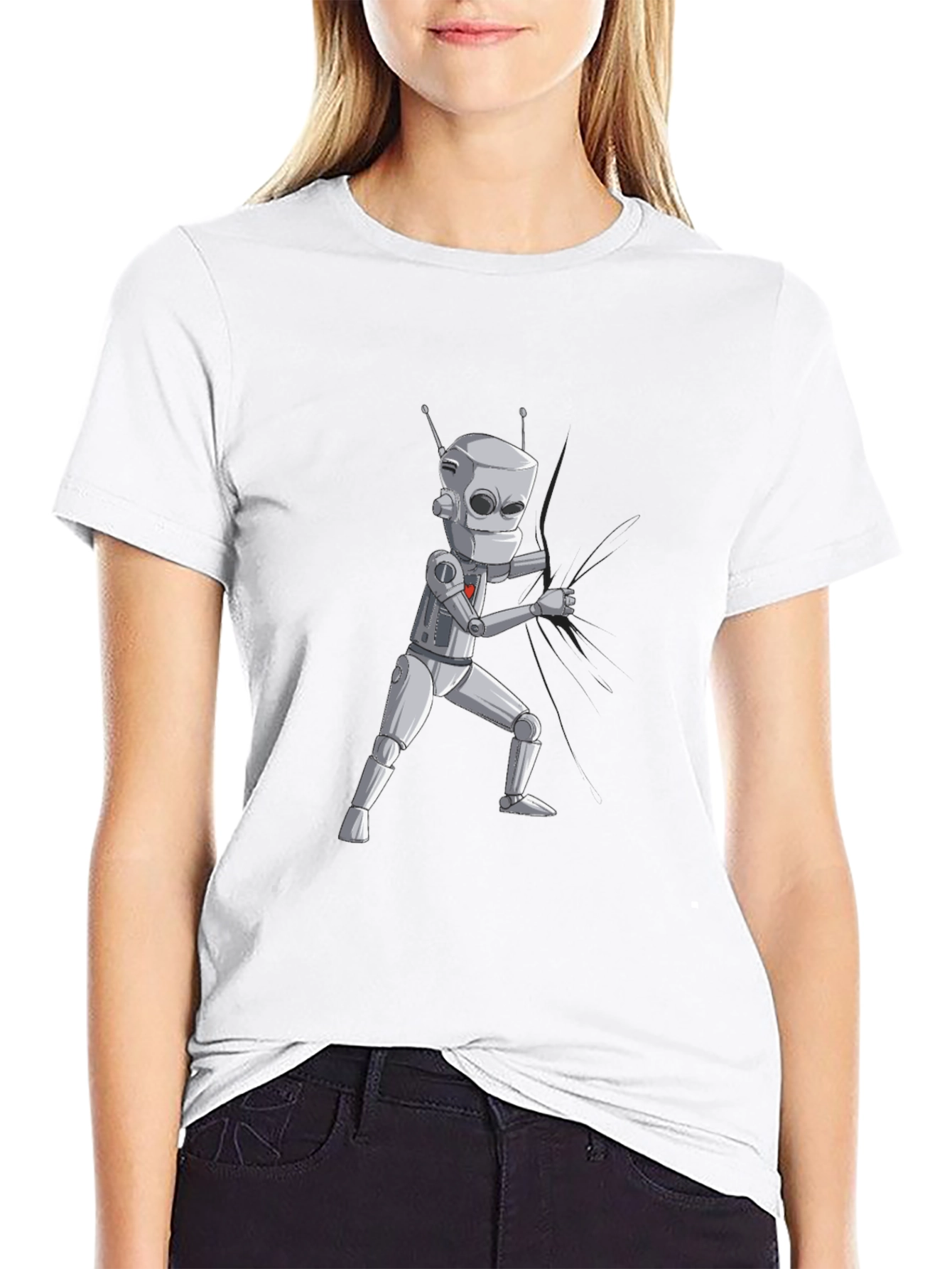 Robot Graphic Print T-Shirt