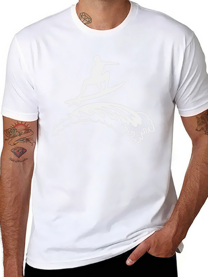 Surfing Wave Graphic T-Shirt - Black Cotton Tee