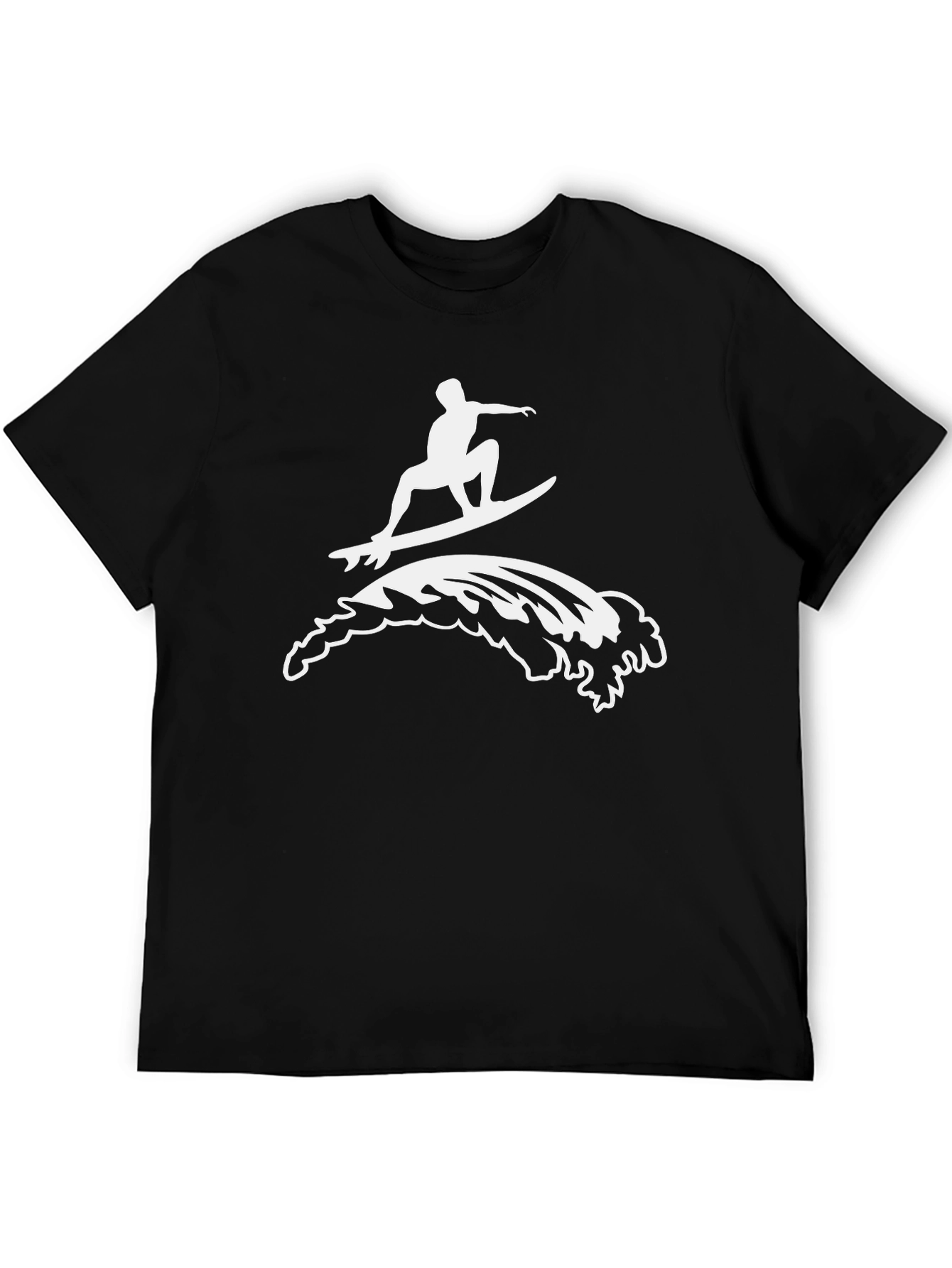 Surfing Wave Graphic T-Shirt - Black Cotton Tee