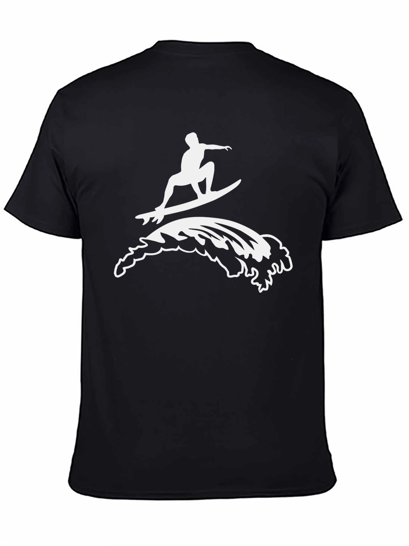 Surfing Wave Graphic T-Shirt - Black Cotton Tee
