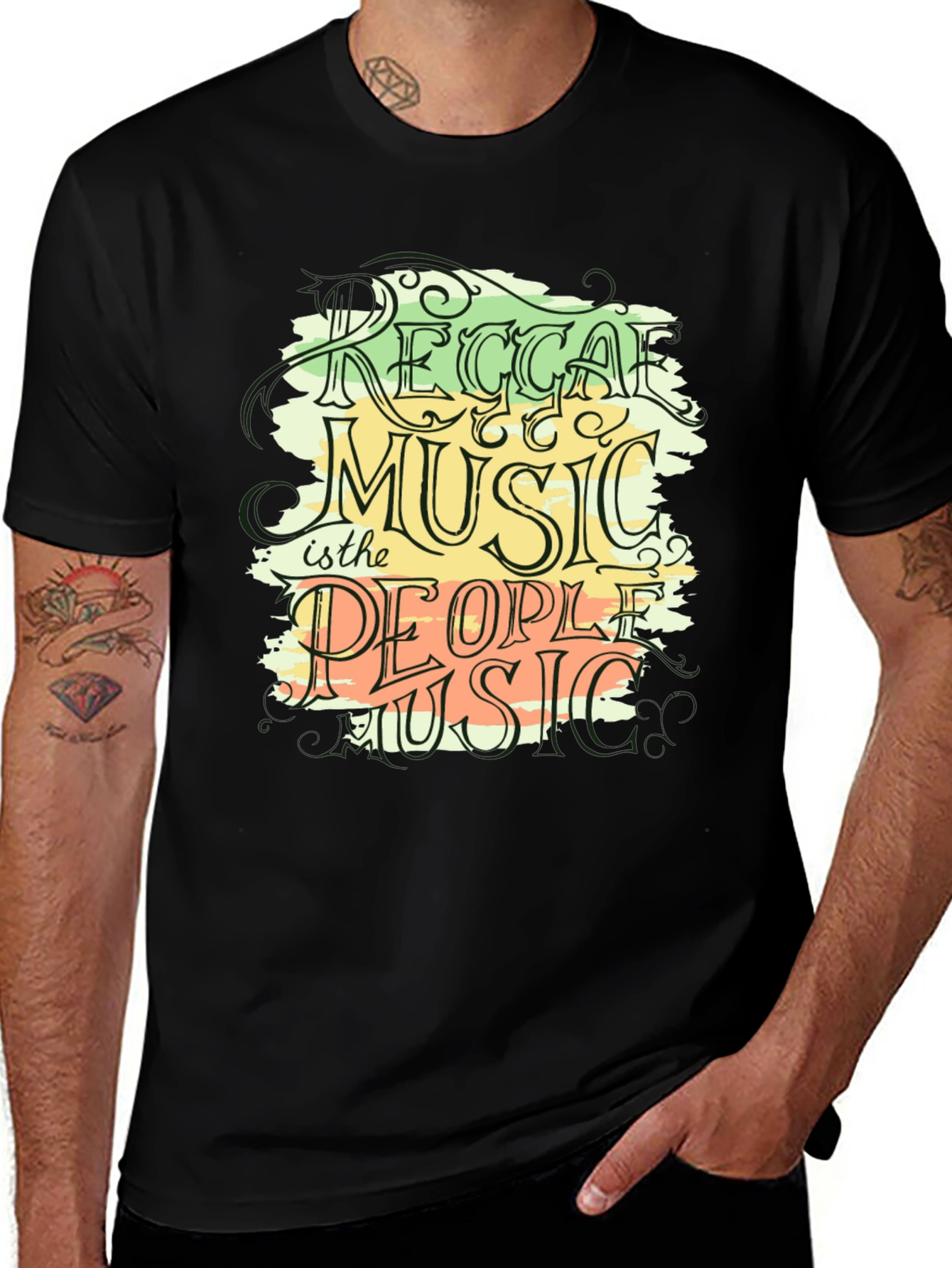 Reggae Music Graphic Black T-Shirt