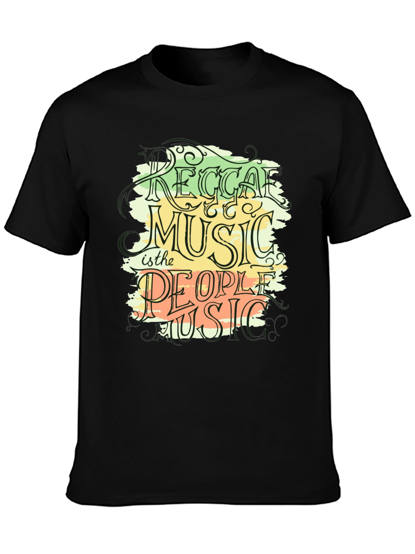 Reggae Music Graphic Black T-Shirt