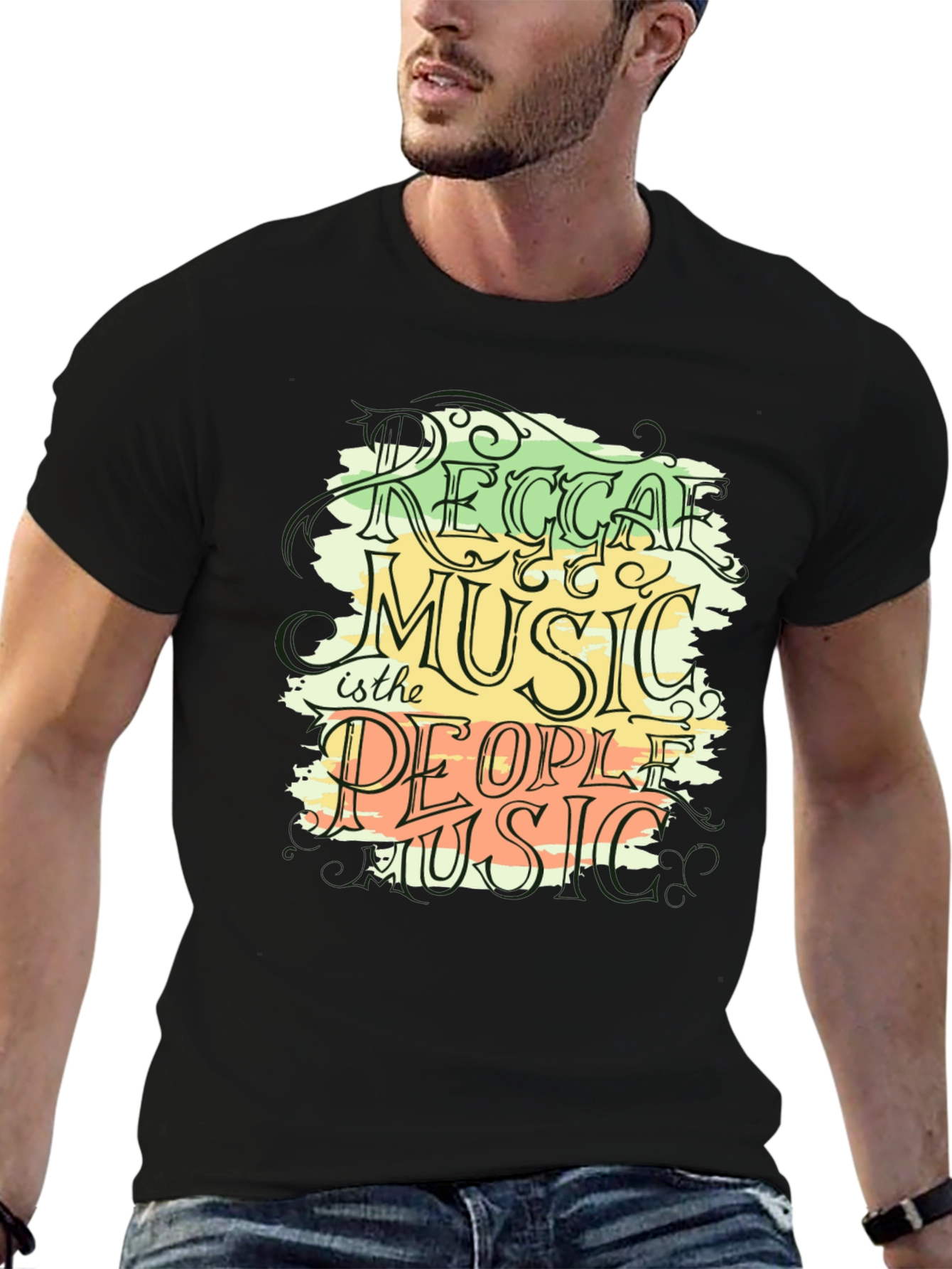 Reggae Music Graphic Black T-Shirt
