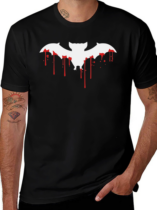 Halloween Blood Drip Bat Graphic T-Shirt