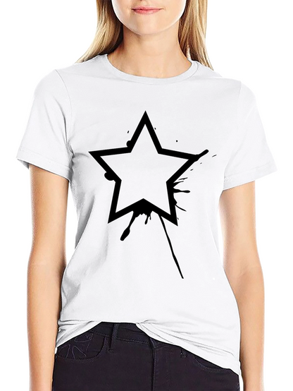 Black Star Graphic Tee - Trendy Casual Top