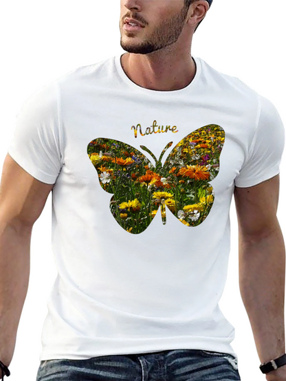 Nature Butterfly Graphic Tee - Black