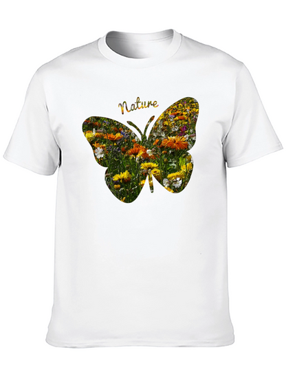 Nature Butterfly Graphic Tee - Black