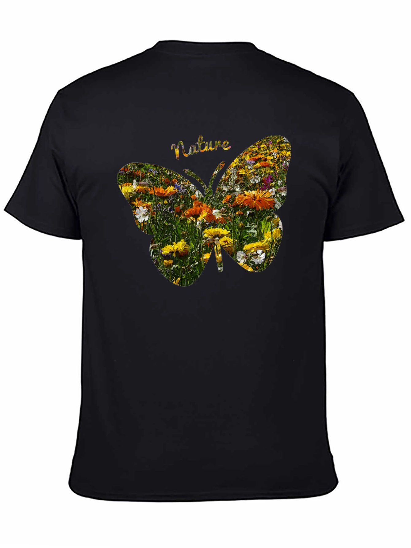 Nature Butterfly Graphic Tee - Black