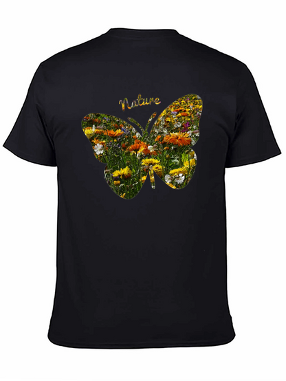 Nature Butterfly Graphic Tee - Black