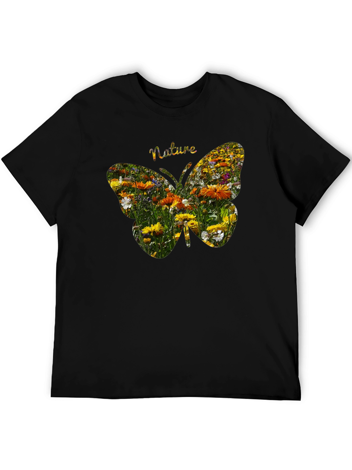 Nature Butterfly Graphic Tee - Black