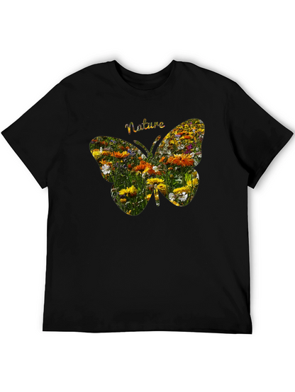 Nature Butterfly Graphic Tee - Black