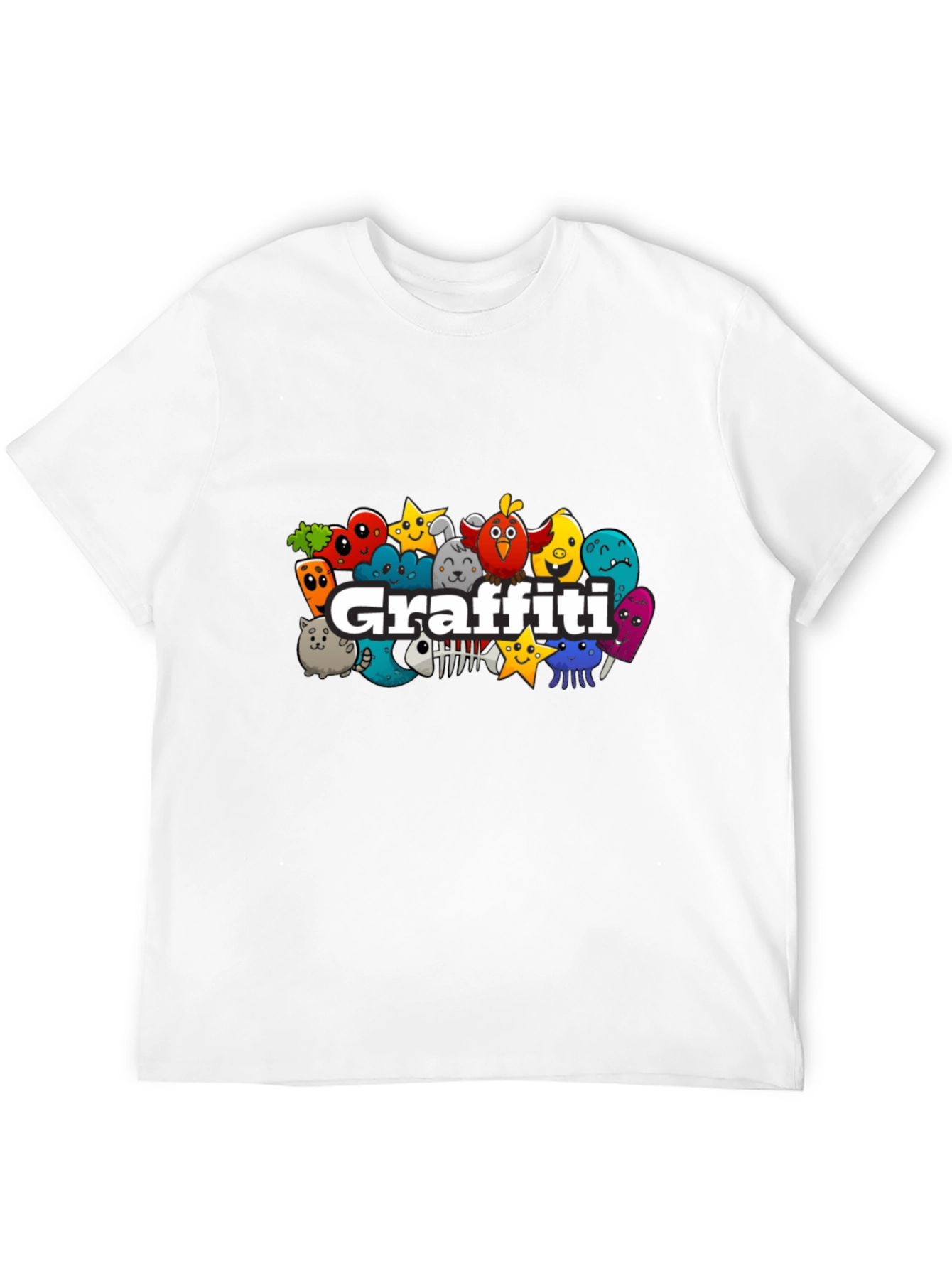 Fun Graffiti Character Black T-Shirt