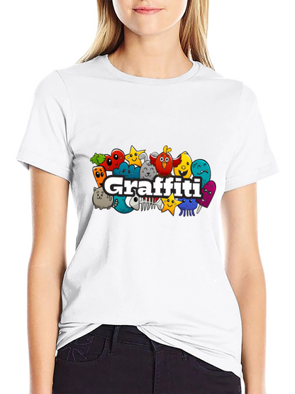 Fun Graffiti Character Black T-Shirt