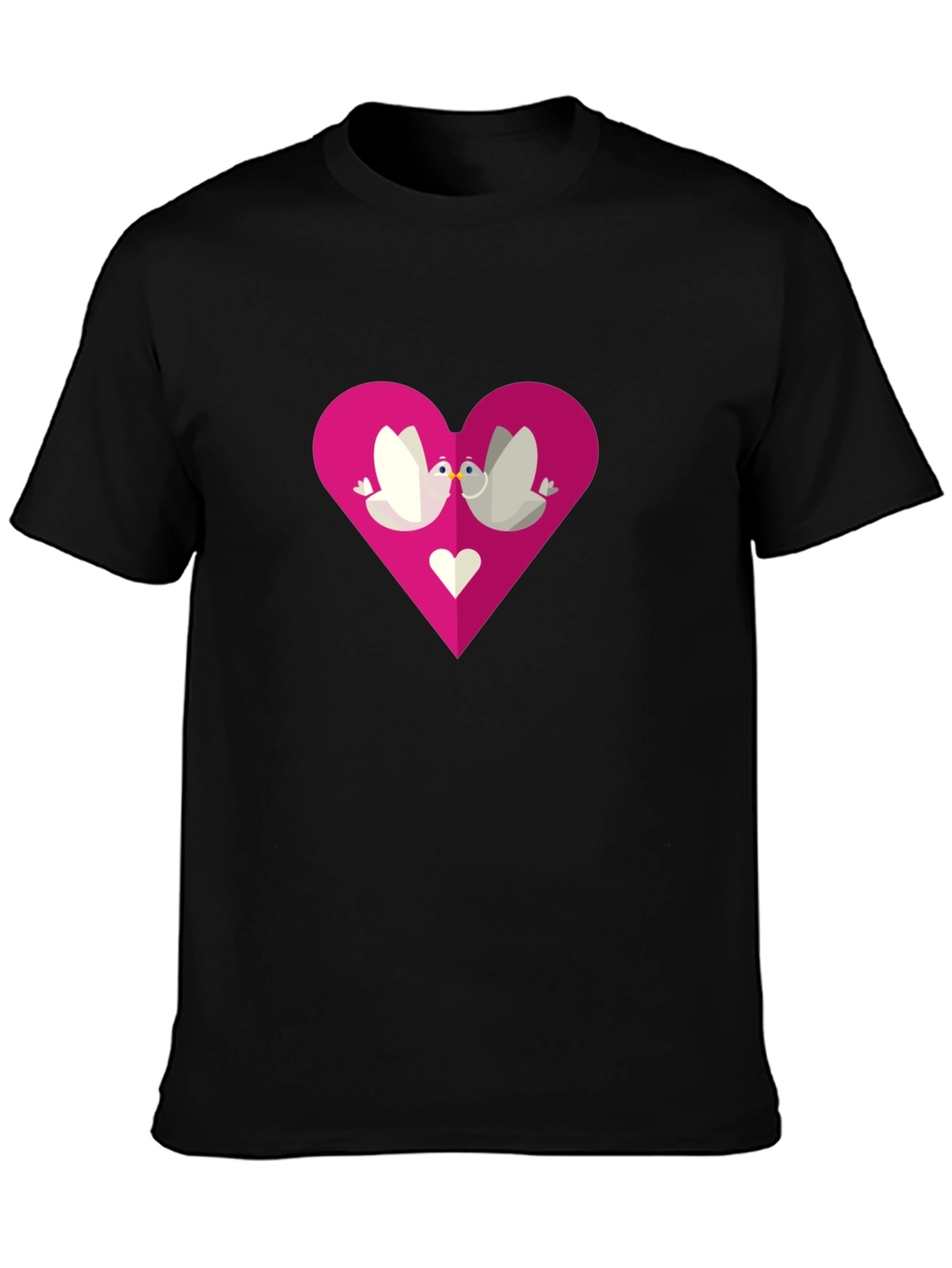Love Birds Heart Graphic Tee - Black