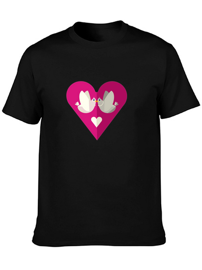 Love Birds Heart Graphic Tee - Black