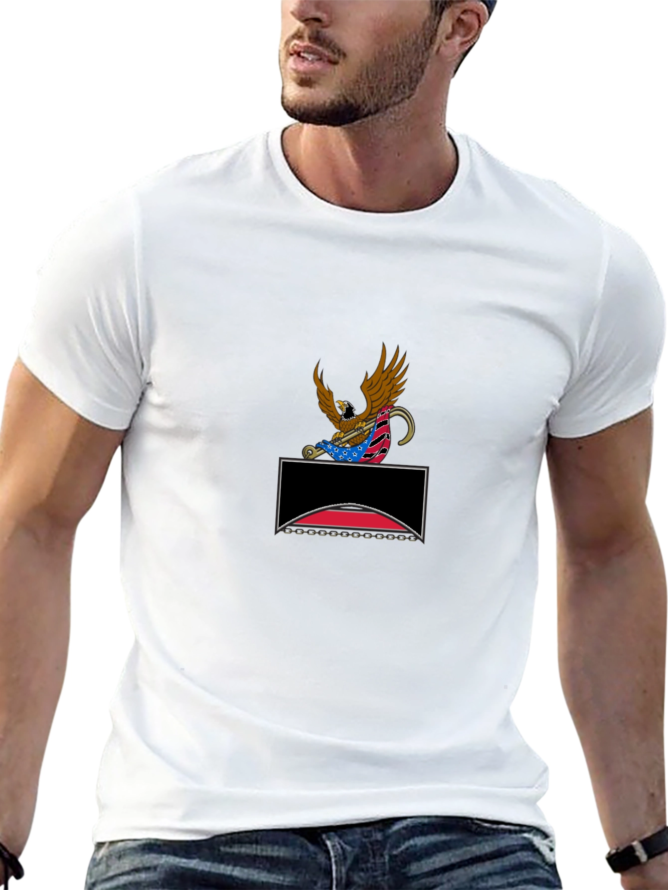 Patriotic Eagle Graphic Tee - Black