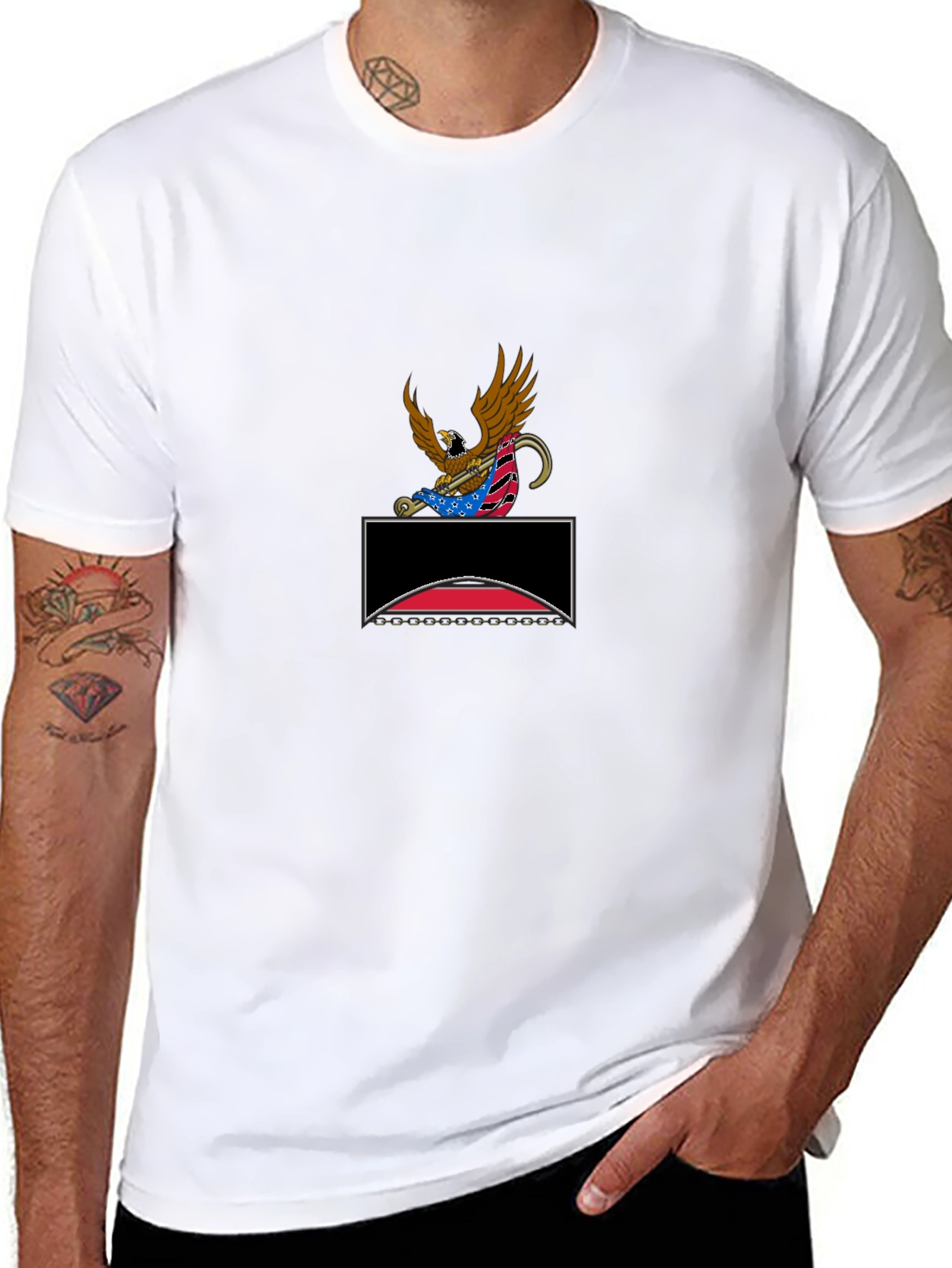 Patriotic Eagle Graphic Tee - Black