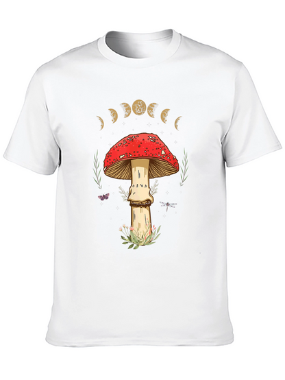 Mushroom Moon Phase Graphic Tee - Nature Lover Shirt