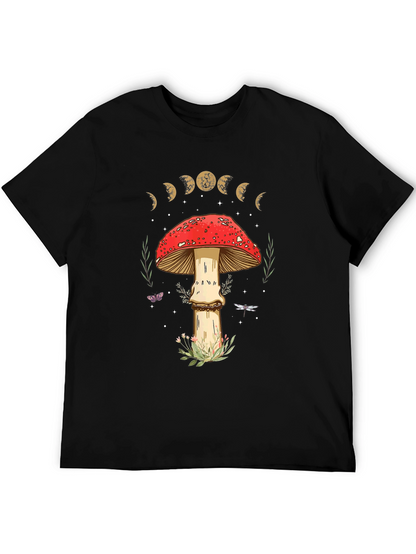 Mushroom Moon Phase Graphic Tee - Nature Lover Shirt