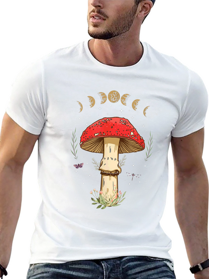 Mushroom Moon Phase Graphic Tee - Nature Lover Shirt