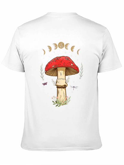 Mushroom Moon Phase Graphic Tee - Nature Lover Shirt