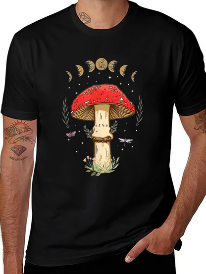 Mushroom Moon Phase Graphic Tee - Nature Lover Shirt