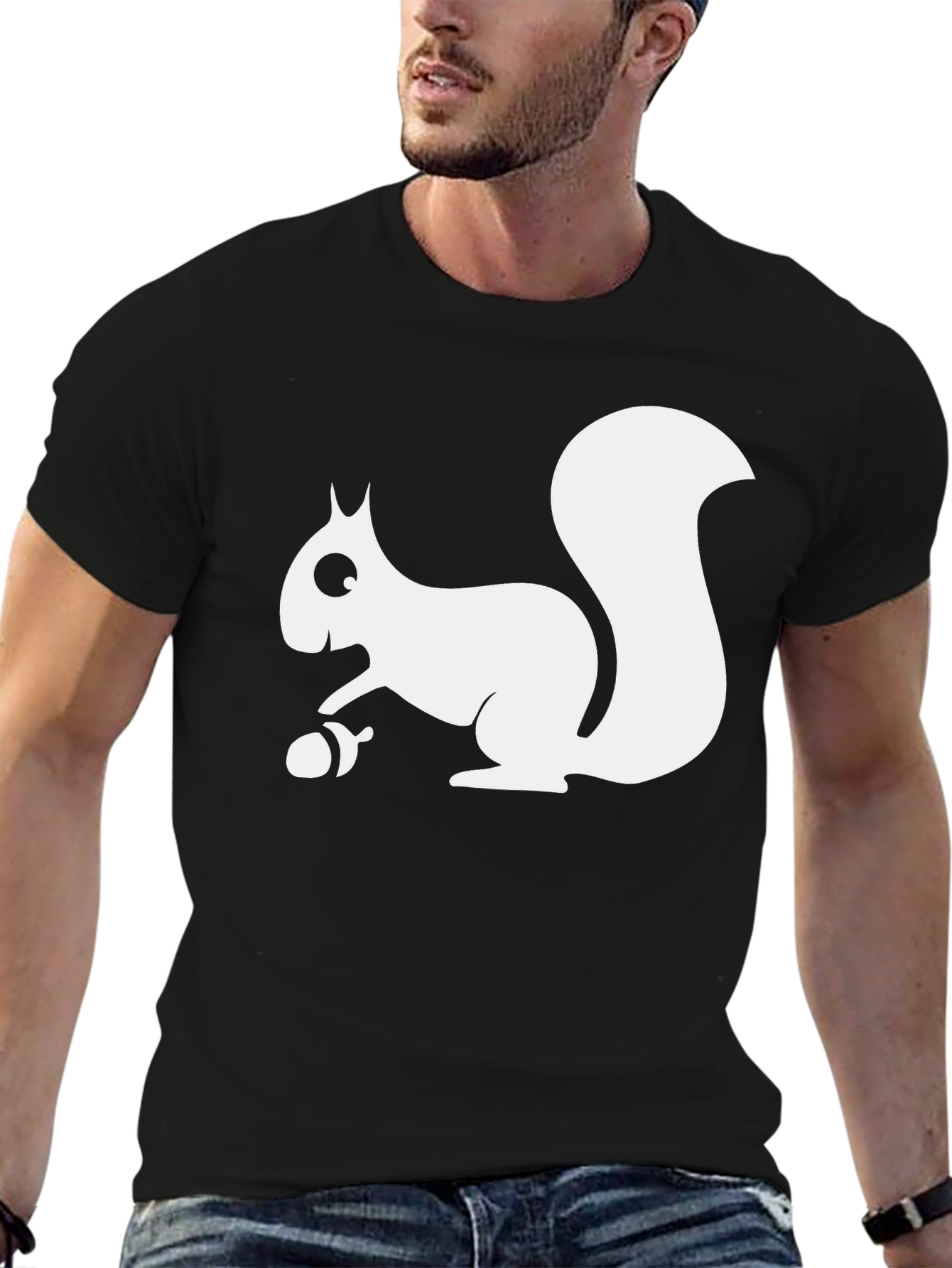 Squirrel Graphic Tee - Black Cotton T-Shirt