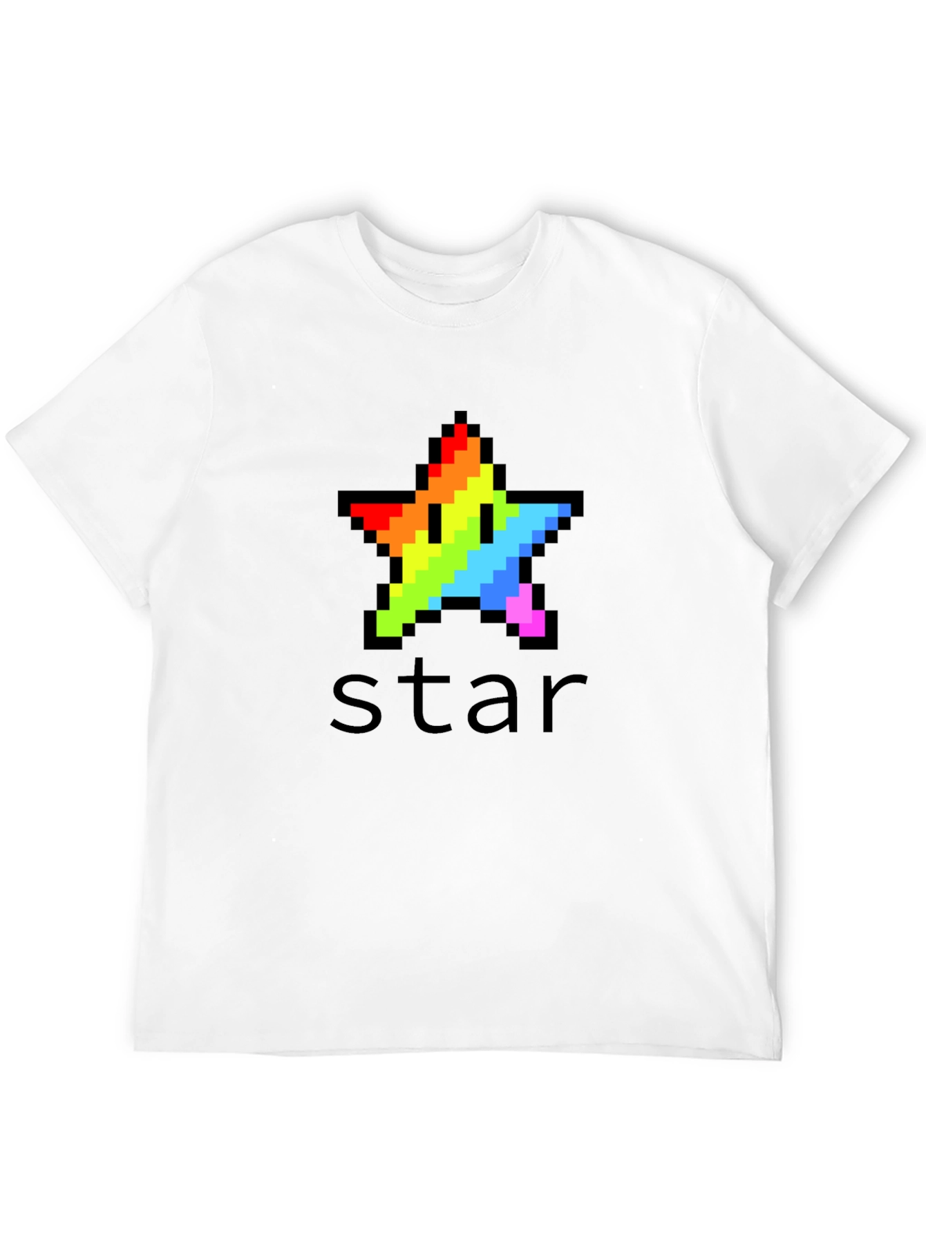 Rainbow Pixel Star Black T-Shirt