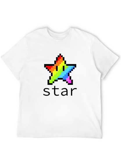 Rainbow Pixel Star Black T-Shirt