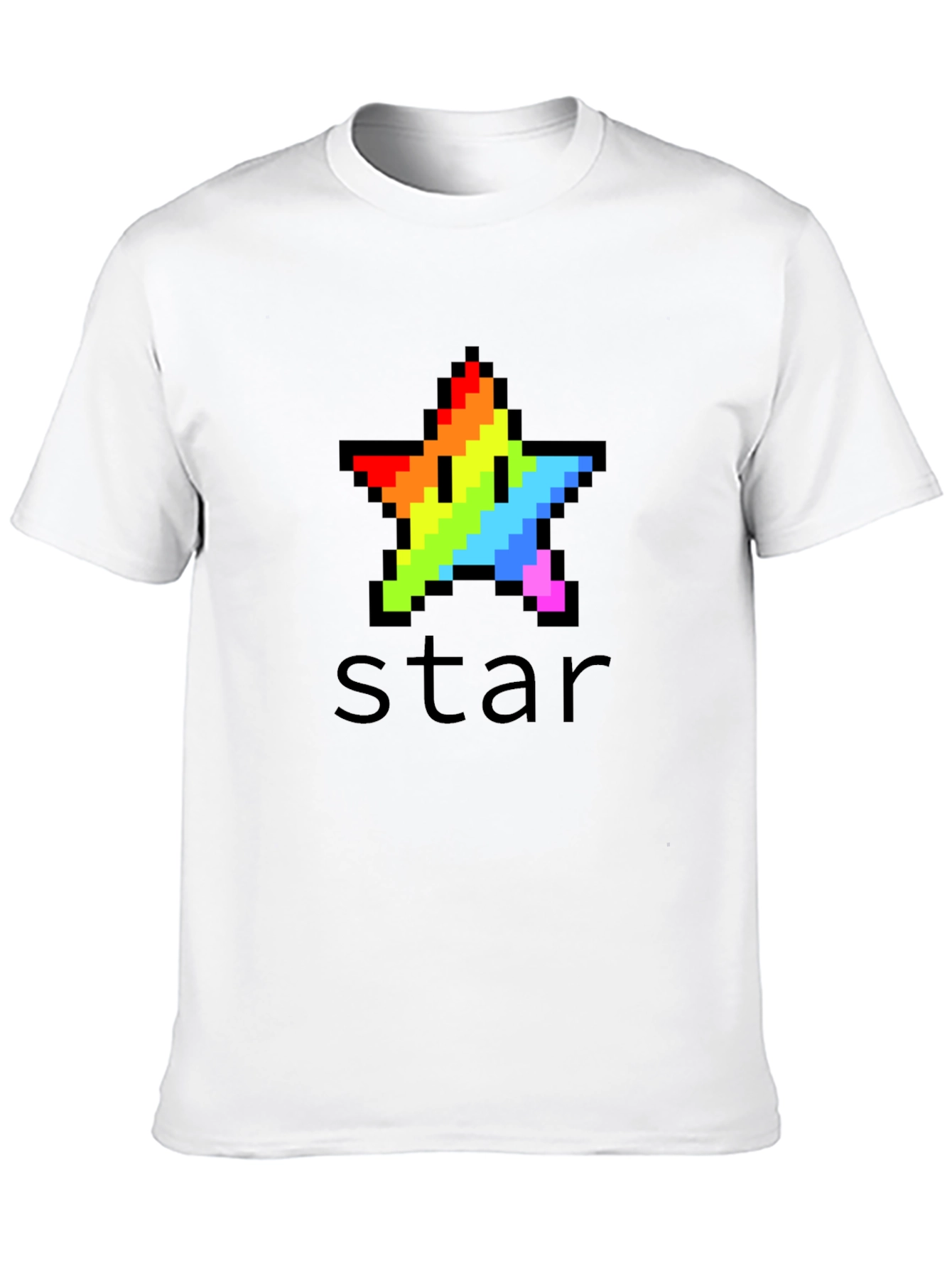Rainbow Pixel Star Black T-Shirt