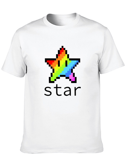 Rainbow Pixel Star Black T-Shirt