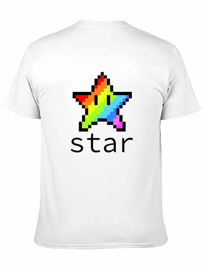 Rainbow Pixel Star Black T-Shirt