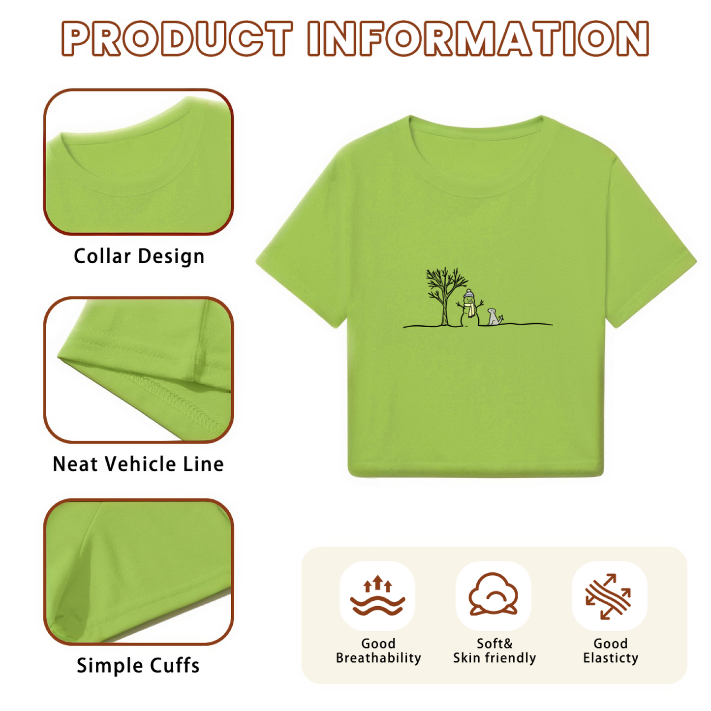 Minimalist Sketch Snowman Puppy Christmas Crop Top