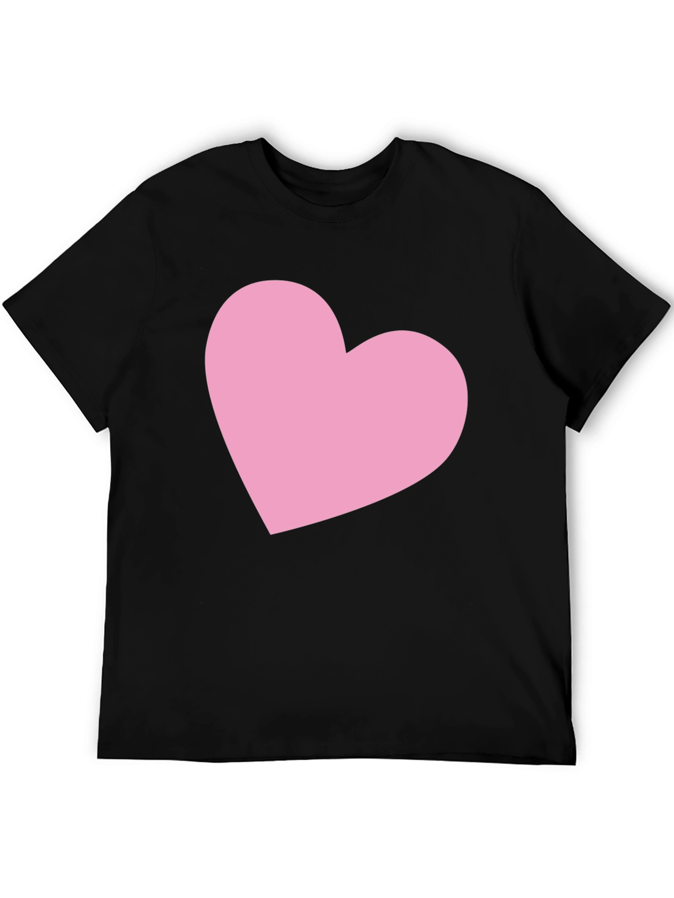 Black T-Shirt with Pink Heart Graphic