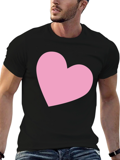 Black T-Shirt with Pink Heart Graphic